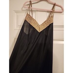 Vintage 90s Undercover Wear Leopard Print Short Nylon Nightgown Gown Lingerie XL